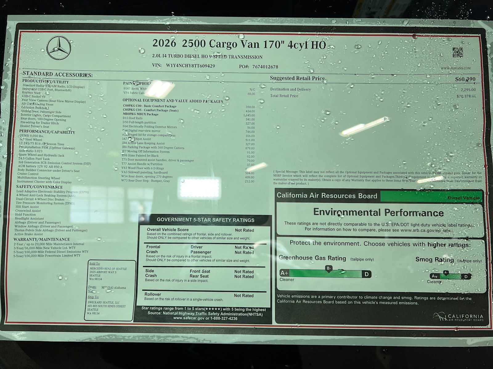 2026 Mercedes-Benz Sprinter 2500 High Roof I4 Diesel HO 170" RWD