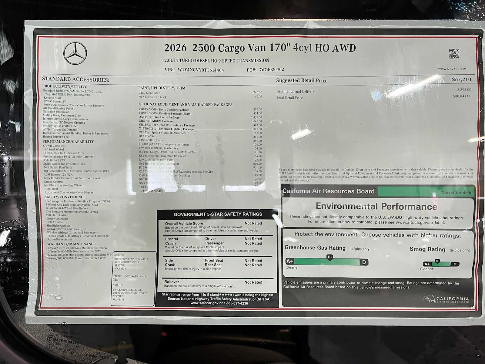 2026 Mercedes-Benz Sprinter 2500 High Roof I4 Diesel HO 170 AWD