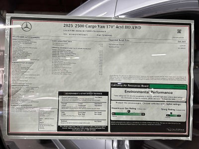 2025 Mercedes-Benz Sprinter Cargo Van 2500 High Roof I4 Diesel HO 170 AWD