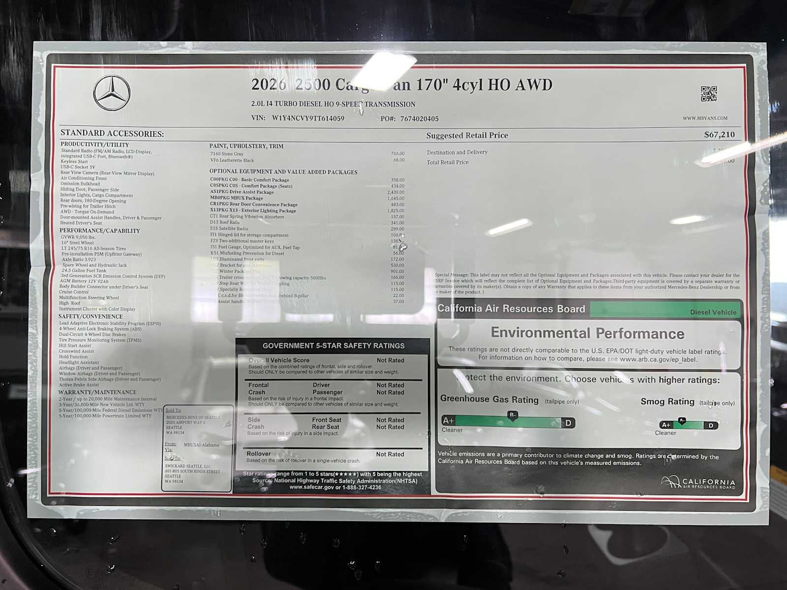 2026 Mercedes-Benz Sprinter 2500 High Roof I4 Diesel HO 170 AWD