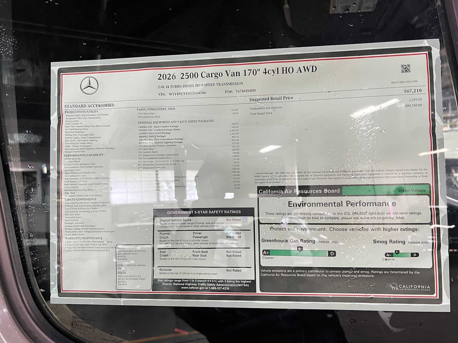 2026 Mercedes-Benz Sprinter 2500 High Roof I4 Diesel HO 170 AWD