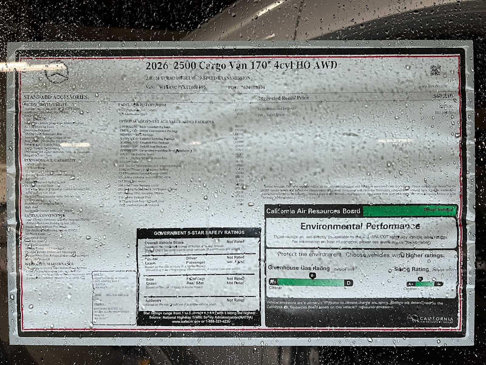 2026 Mercedes-Benz Sprinter 2500 High Roof I4 Diesel HO 170" AWD