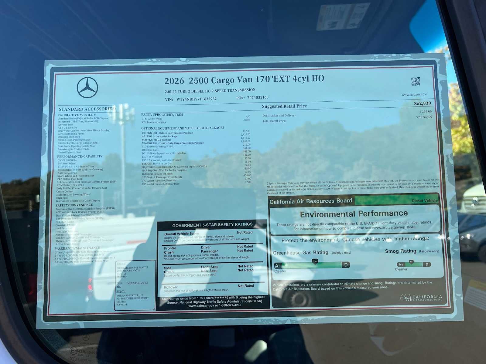 2026 Mercedes-Benz Sprinter Cargo 2500 High Roof I4 Diesel HO 170 Extended RWD