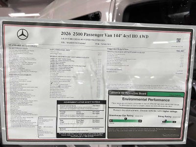 2026 Mercedes-Benz Sprinter Passenger Van 2500 Standard Roof I4 Diesel HO 144 AWD