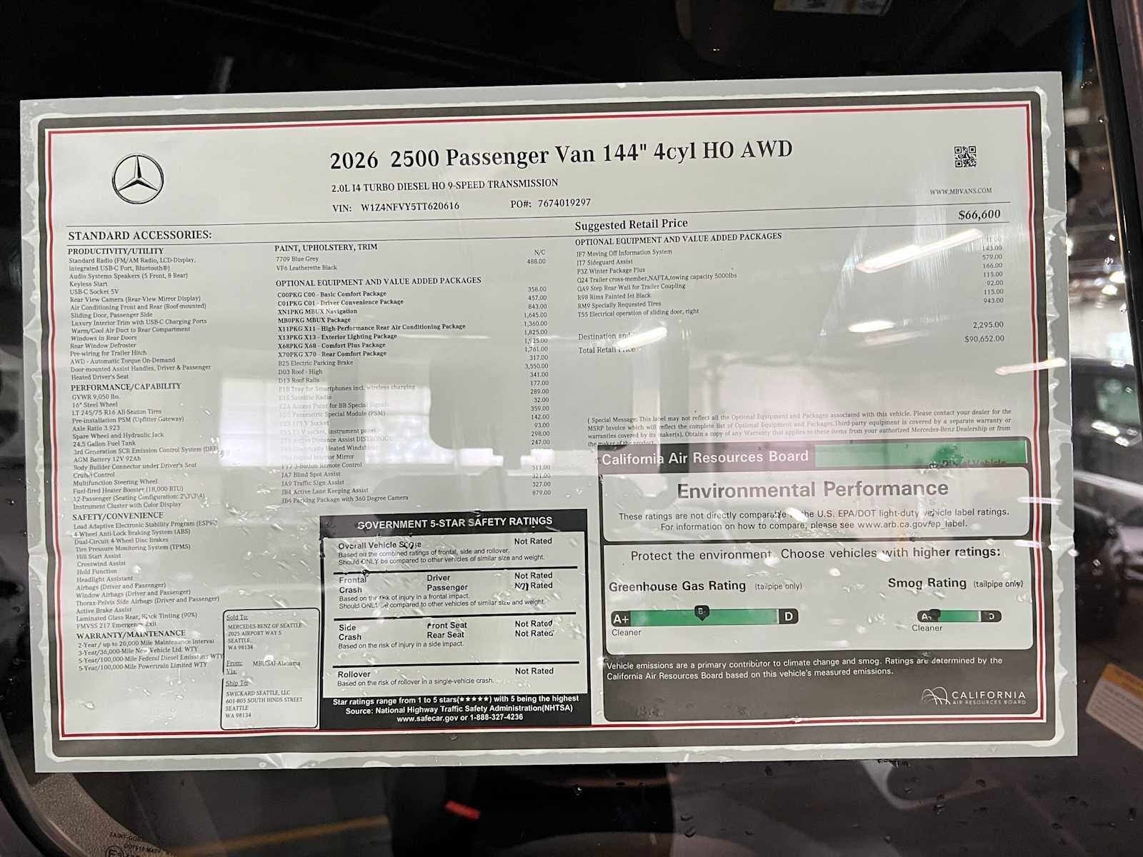 2026 Mercedes-Benz Sprinter Passenger Van 2500 Standard Roof I4 Diesel HO 144 AWD