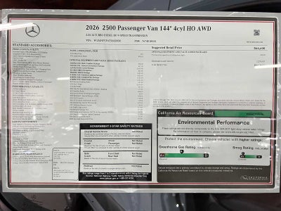 2026 Mercedes-Benz Sprinter Passenger Van 2500 Standard Roof I4 Diesel HO 144 AWD
