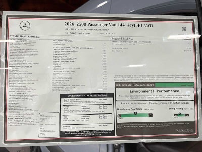 2026 Mercedes-Benz Sprinter Passenger Van 2500 Standard Roof I4 Diesel HO 144 AWD