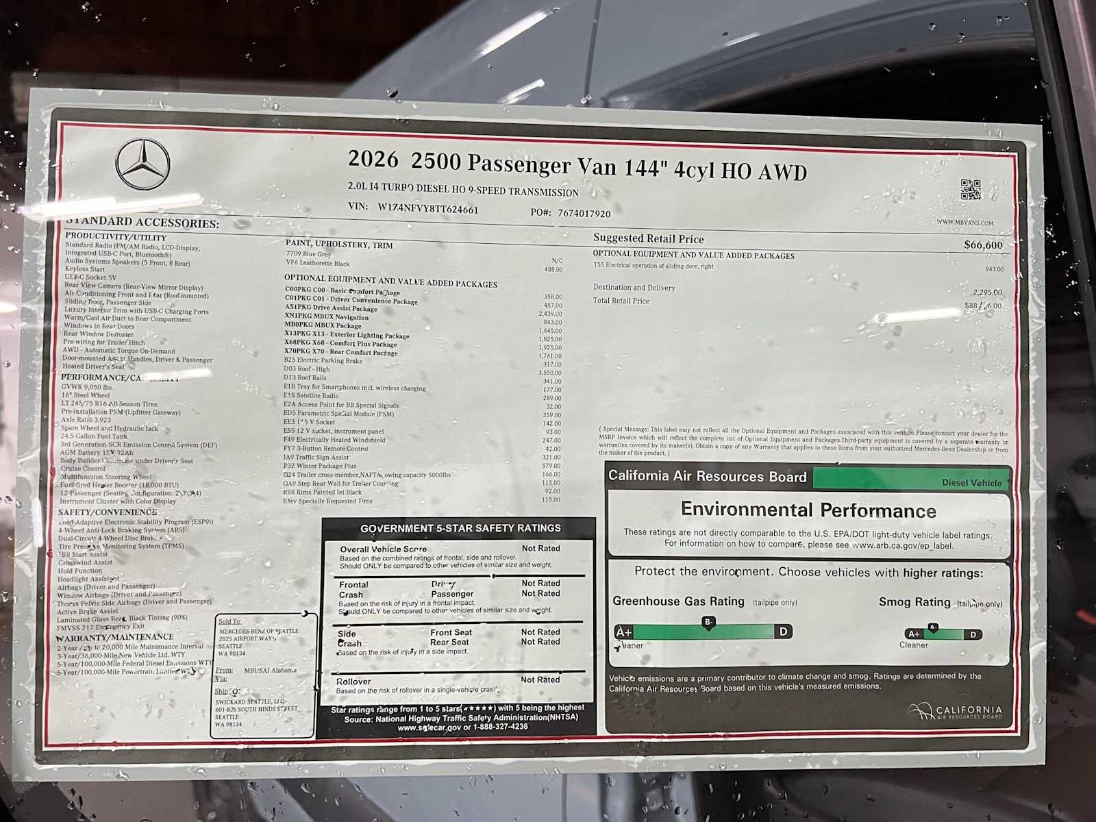 2026 Mercedes-Benz Sprinter Passenger Van 2500 Standard Roof I4 Diesel HO 144 AWD