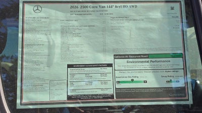 2026 Mercedes-Benz Sprinter 2500 Standard Roof I4 Diesel HO 144 AWD