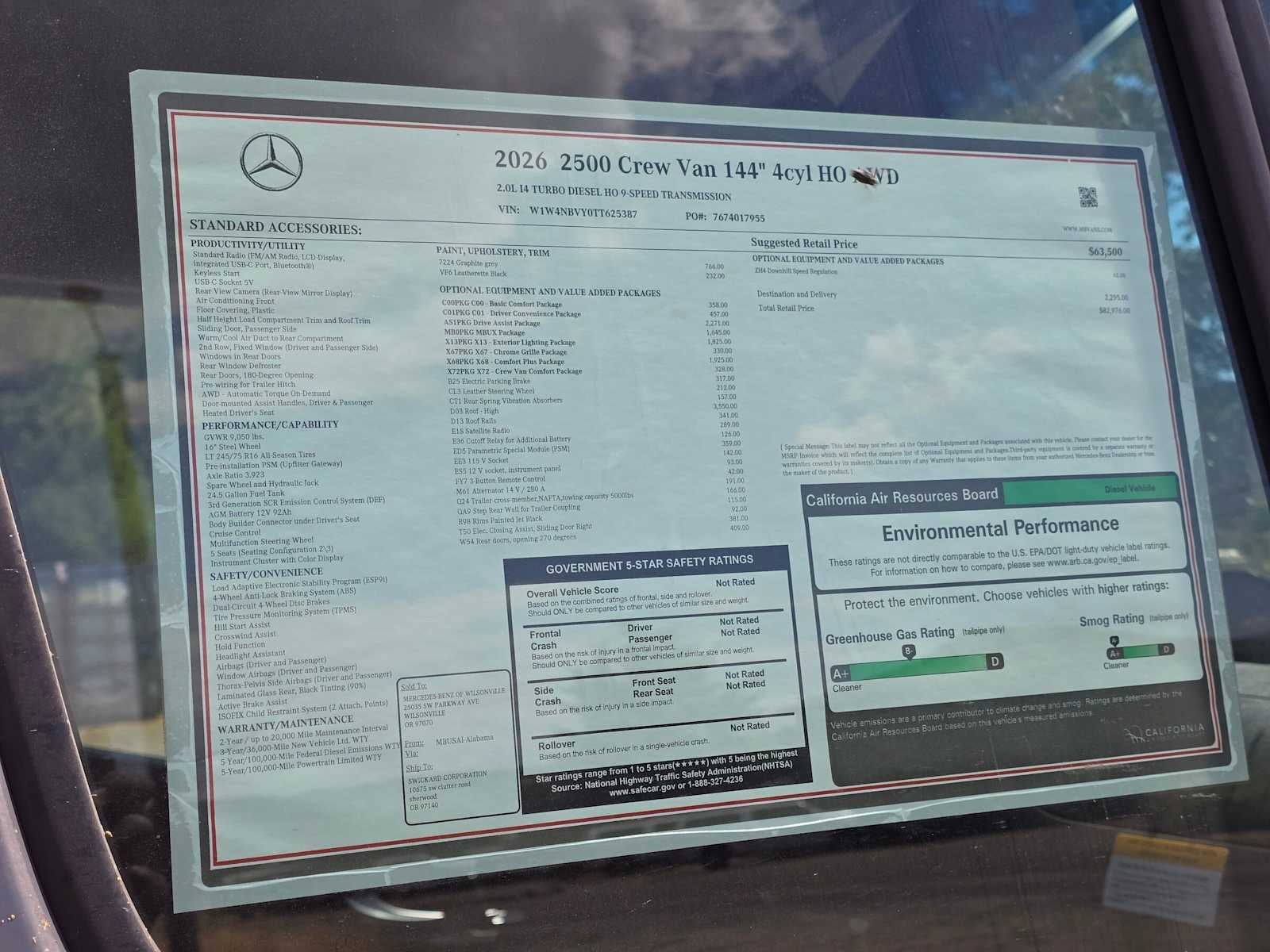 2026 Mercedes-Benz Sprinter 2500 Standard Roof I4 Diesel HO 144 AWD