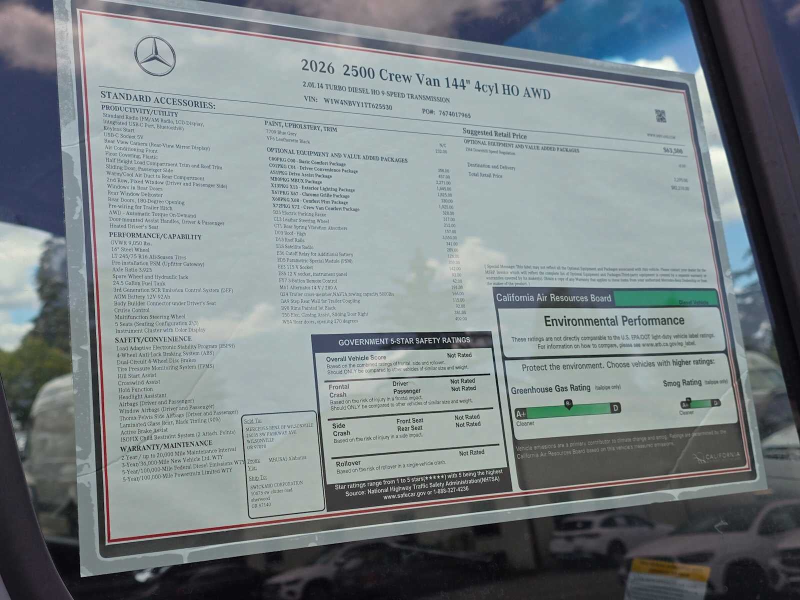 2026 Mercedes-Benz Sprinter 2500 Standard Roof I4 Diesel HO 144 AWD