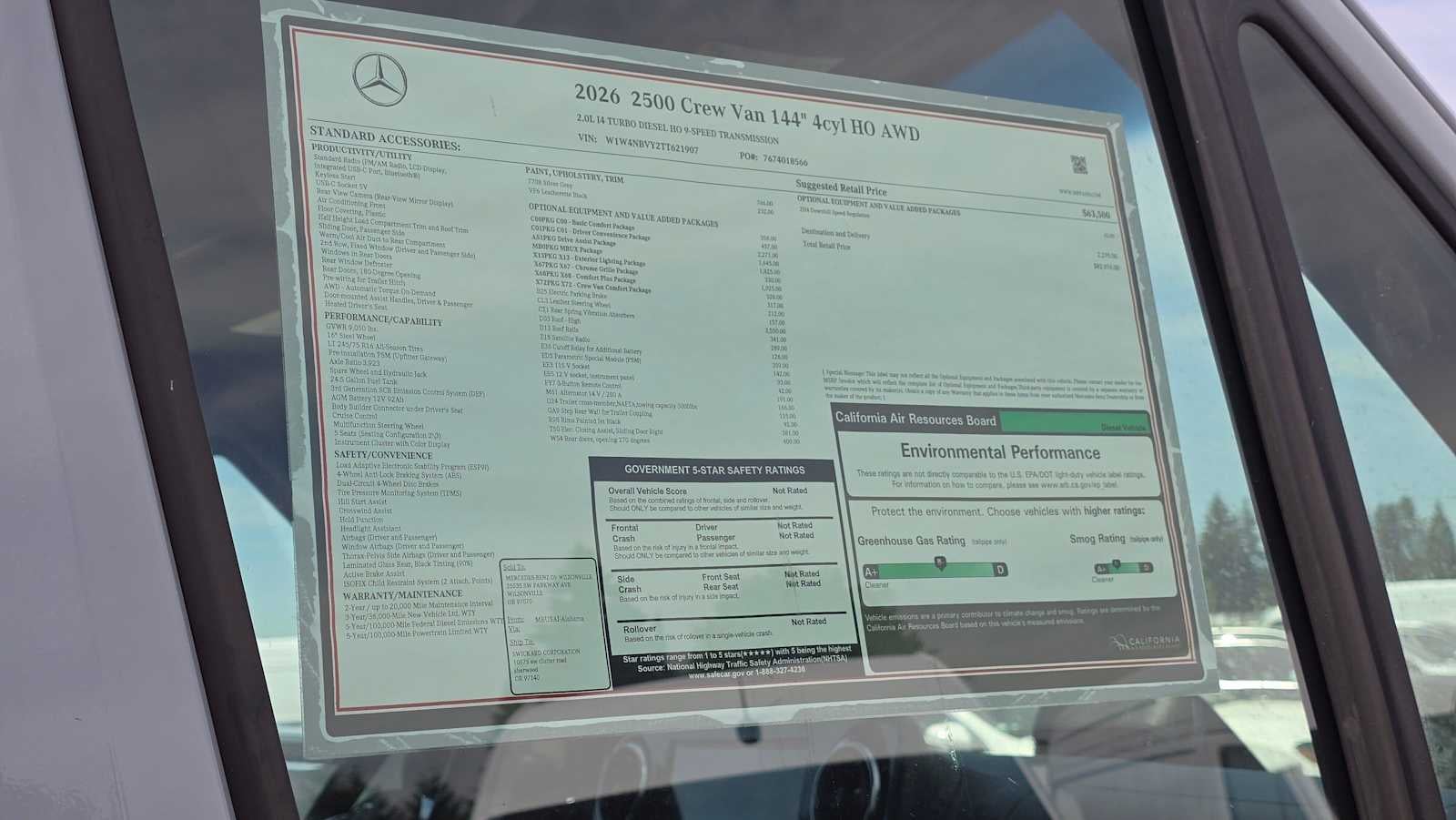 2026 Mercedes-Benz Sprinter 2500 Standard Roof I4 Diesel HO 144 AWD