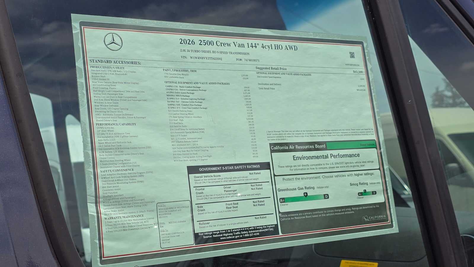 2026 Mercedes-Benz Sprinter 2500 Standard Roof I4 Diesel HO 144 AWD