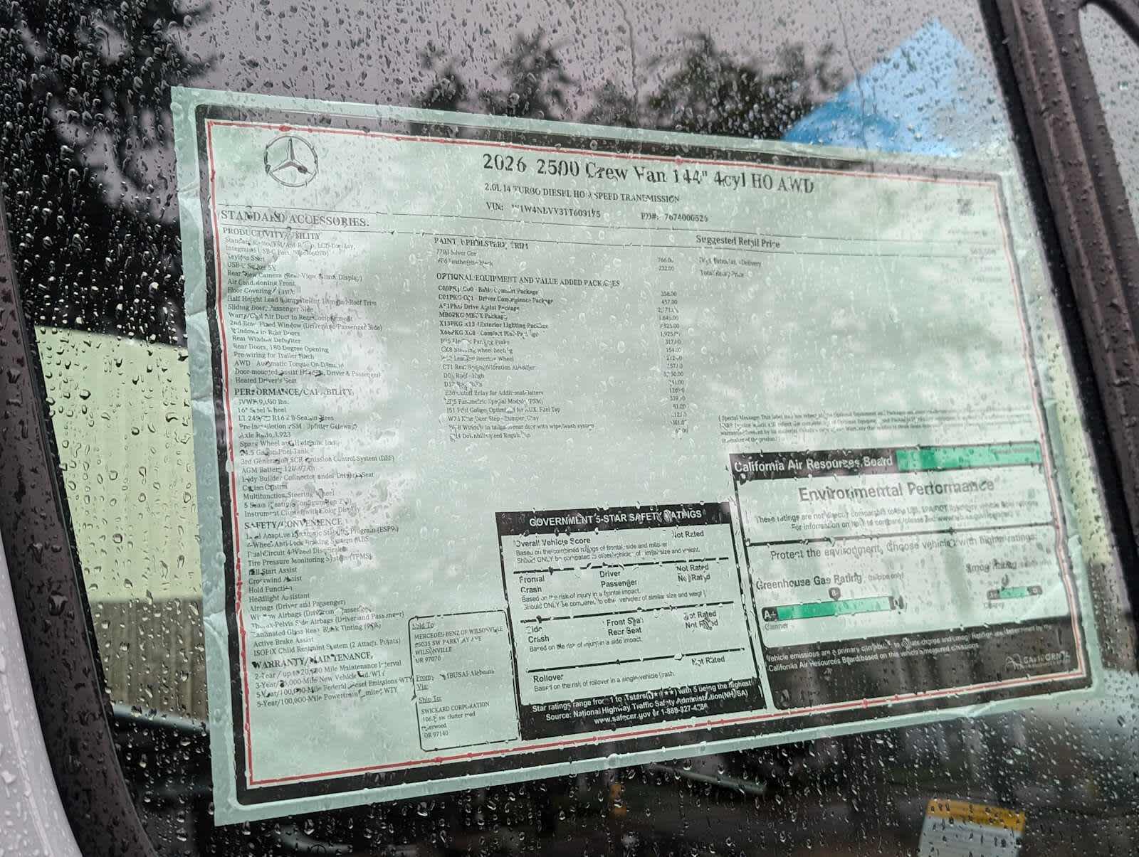 2026 Mercedes-Benz Sprinter 2500 Standard Roof I4 Diesel HO 144" AWD