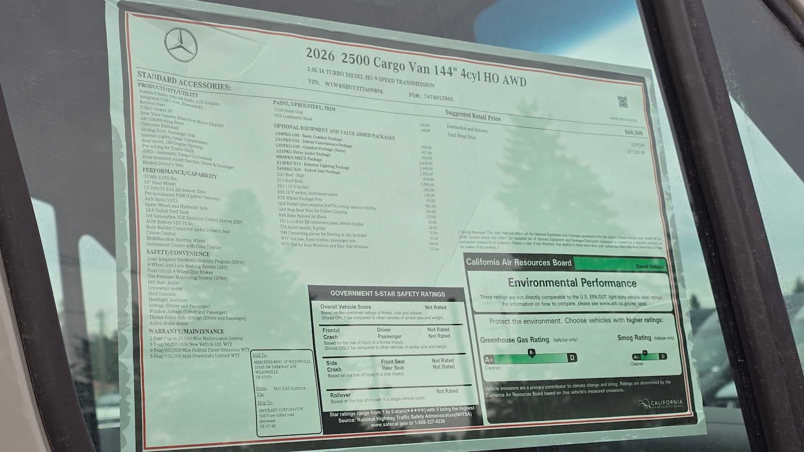 2026 Mercedes-Benz Sprinter 2500 Standard Roof I4 Diesel HO 144" AWD