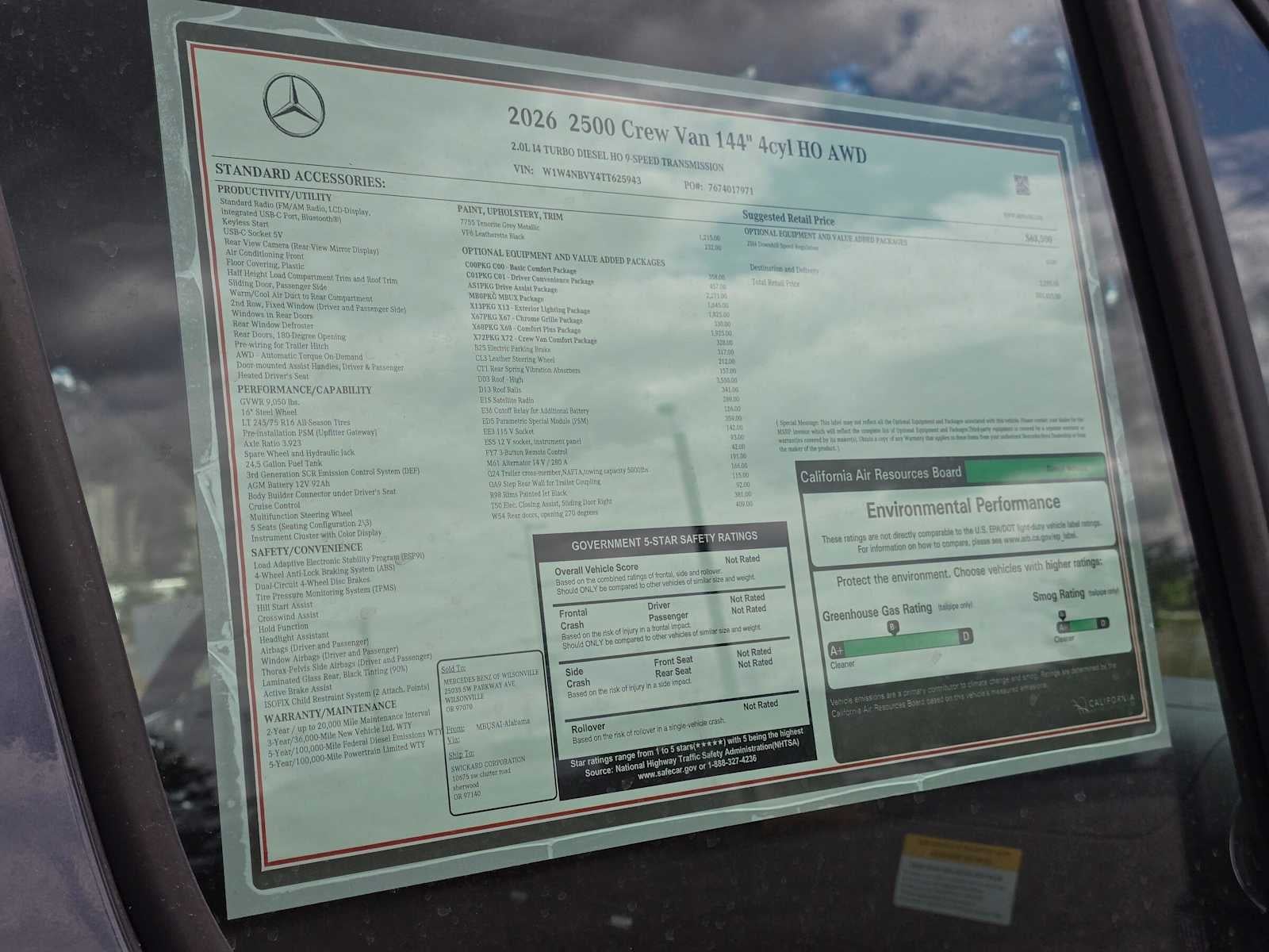 2026 Mercedes-Benz Sprinter 2500 Standard Roof I4 Diesel HO 144 AWD