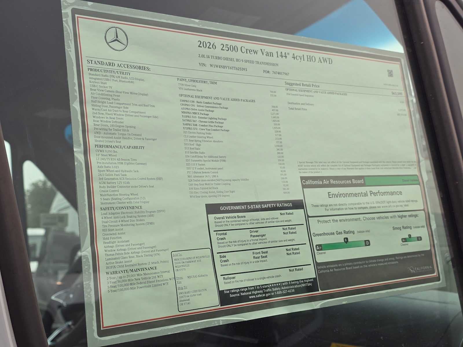 2026 Mercedes-Benz Sprinter 2500 Standard Roof I4 Diesel HO 144 AWD