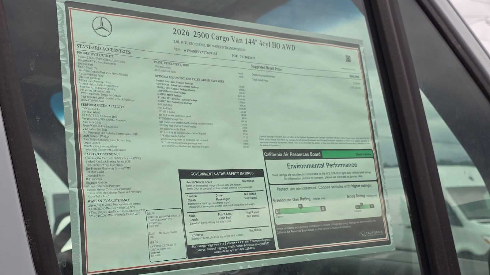 2026 Mercedes-Benz Sprinter 2500 Standard Roof I4 Diesel HO 144" AWD