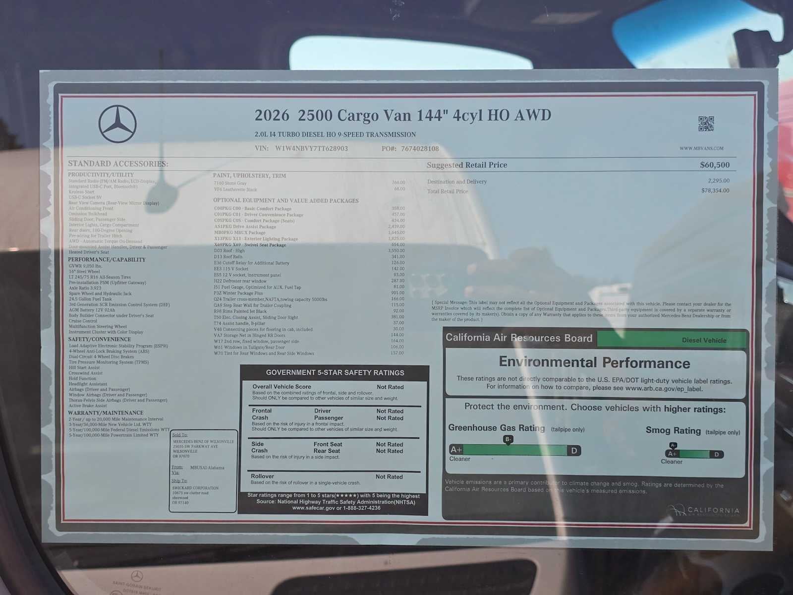 2026 Mercedes-Benz Sprinter 2500 Standard Roof I4 Diesel HO 144 AWD