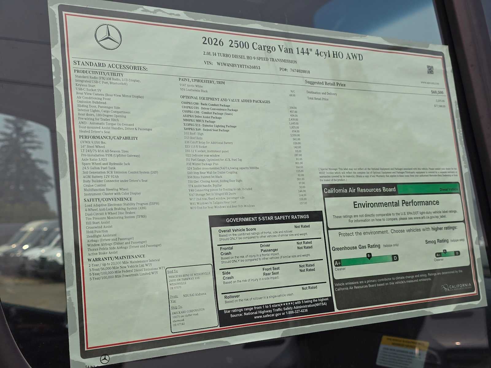 2026 Mercedes-Benz Sprinter 2500 Standard Roof I4 Diesel HO 144 AWD