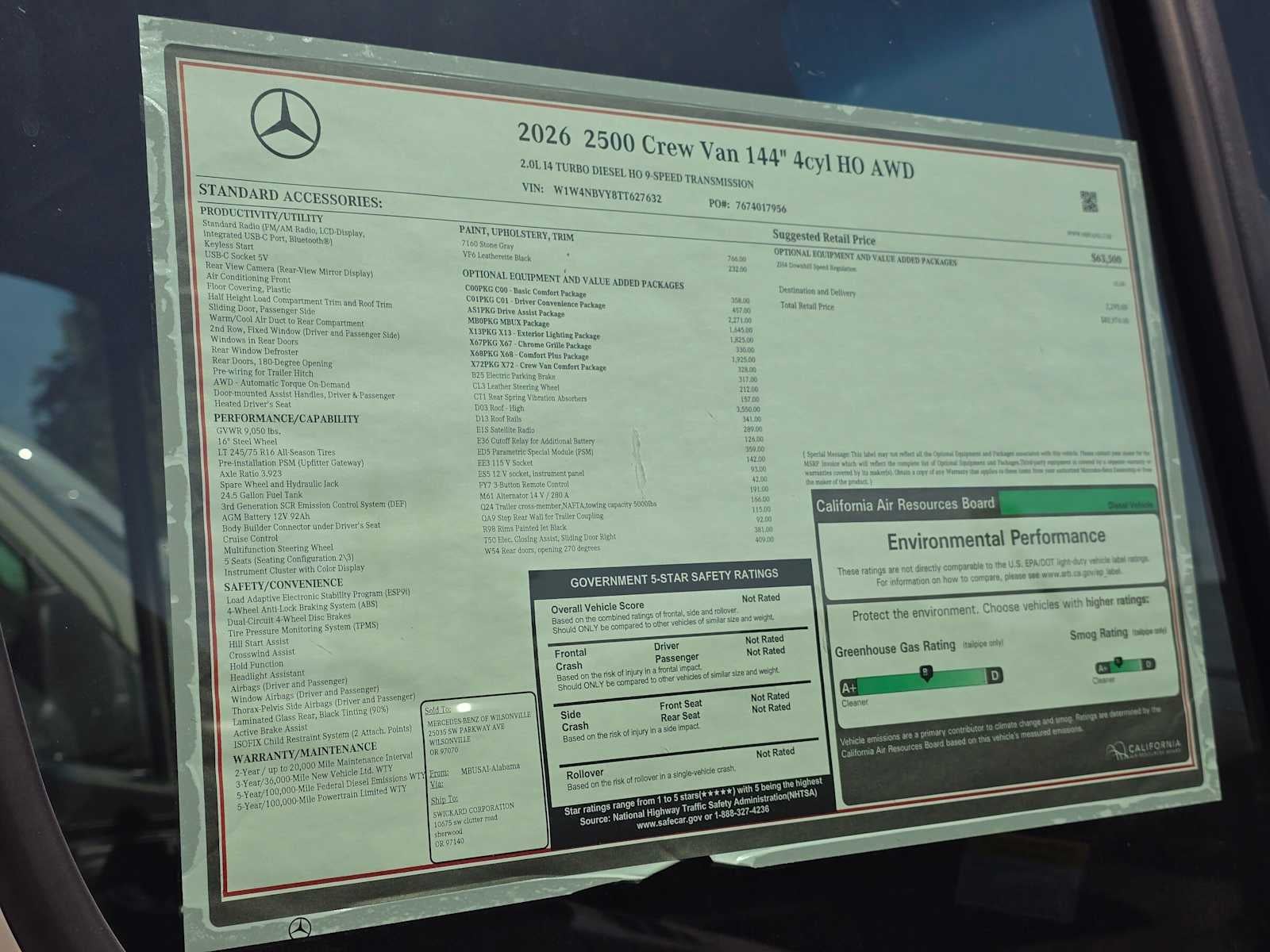 2026 Mercedes-Benz Sprinter 2500 Standard Roof I4 Diesel HO 144 AWD