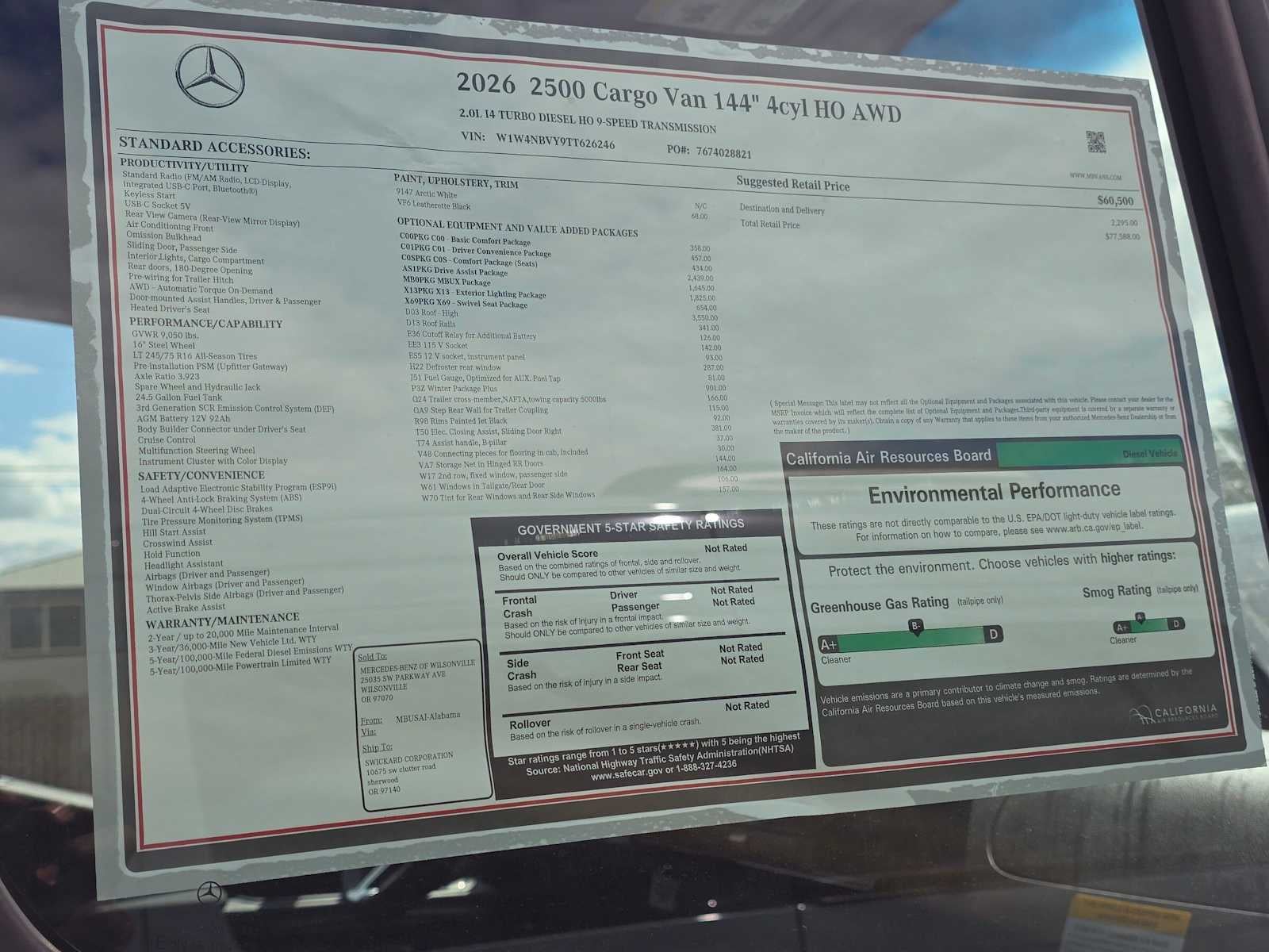 2026 Mercedes-Benz Sprinter 2500 Standard Roof I4 Diesel HO 144 AWD