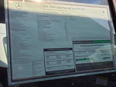 2026 Mercedes-Benz Sprinter Cargo 2500 Standard Roof I4 Diesel HO 144 AWD