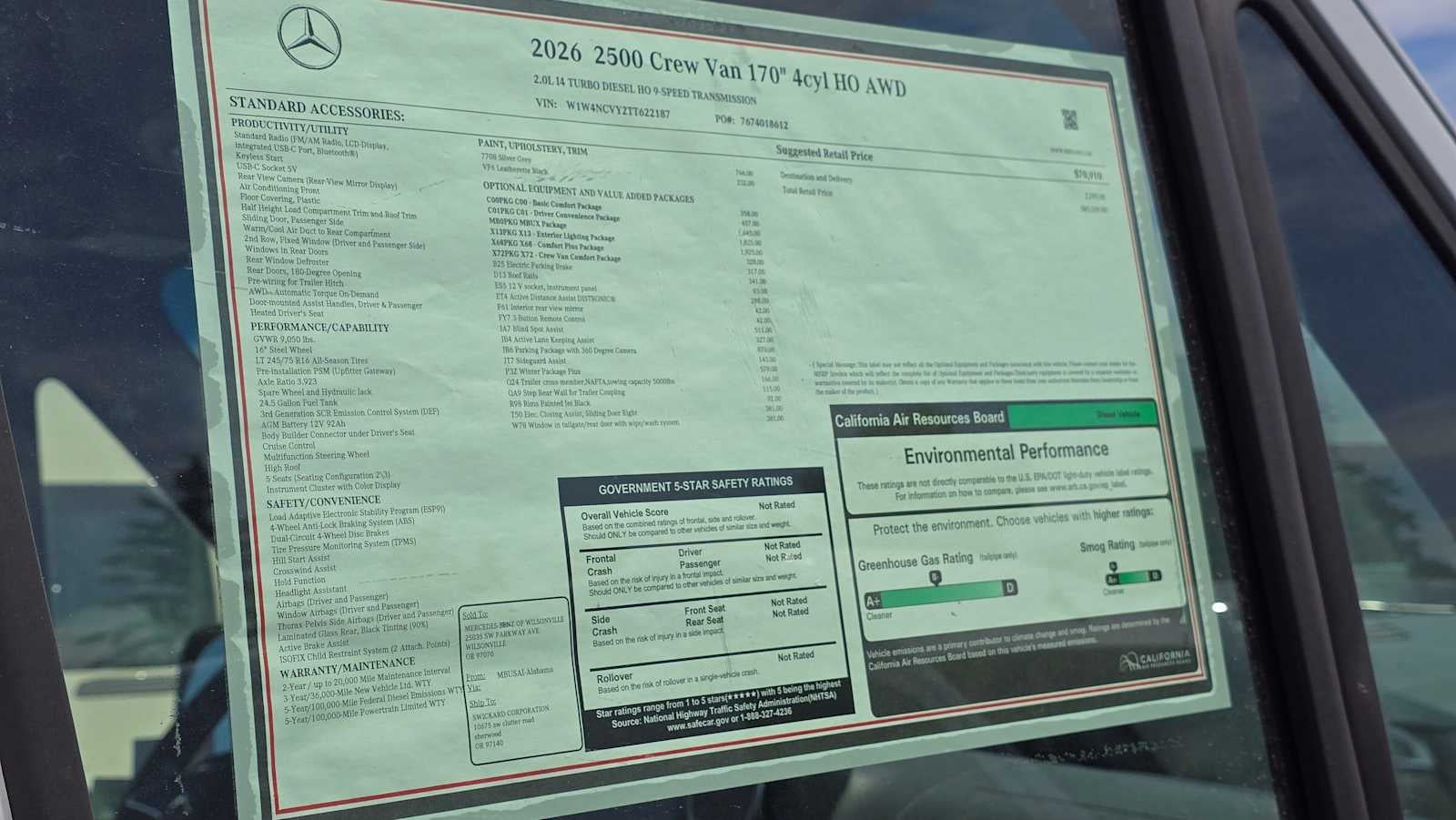 2026 Mercedes-Benz Sprinter 2500 High Roof I4 Diesel HO 170 AWD