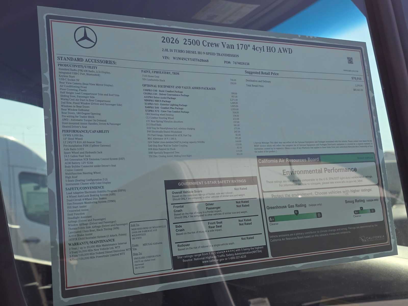 2026 Mercedes-Benz Sprinter 2500 High Roof I4 Diesel HO 170 AWD