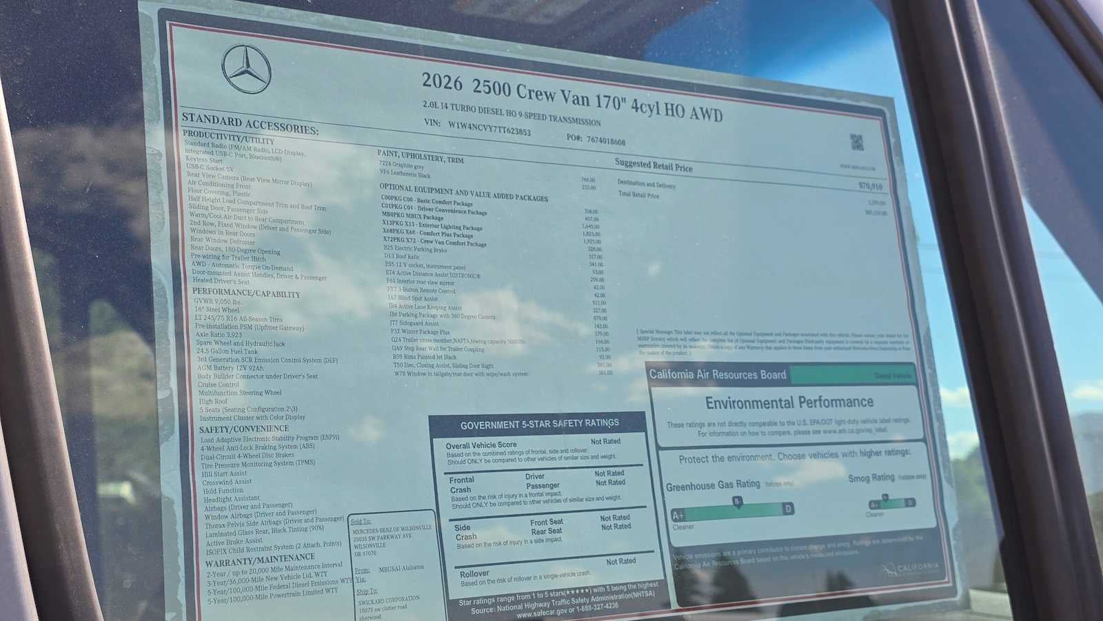 2026 Mercedes-Benz Sprinter 2500 High Roof I4 Diesel HO 170 AWD