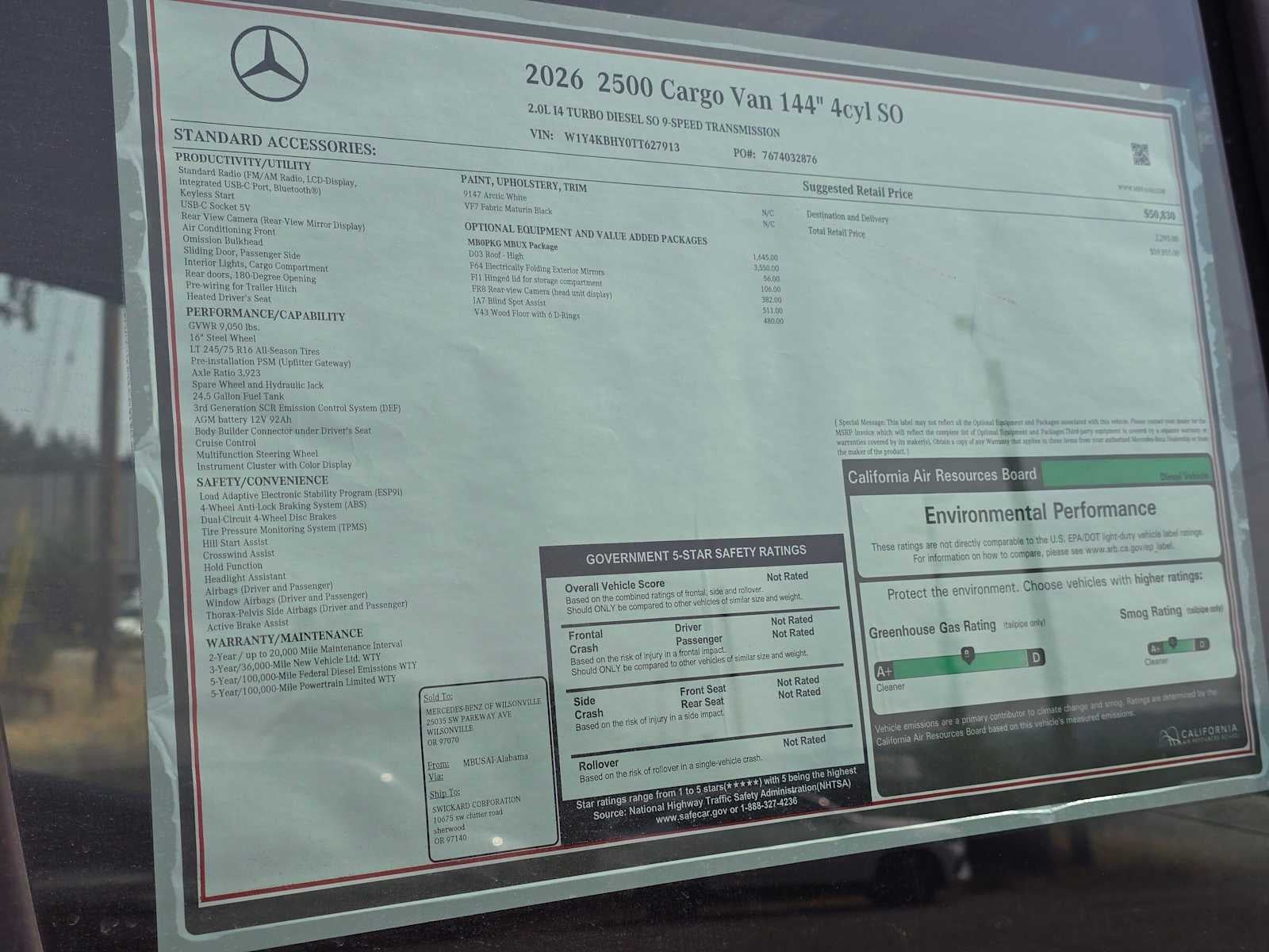 2026 Mercedes-Benz Sprinter Cargo 2500 Standard Roof I4 Diesel 144 RWD