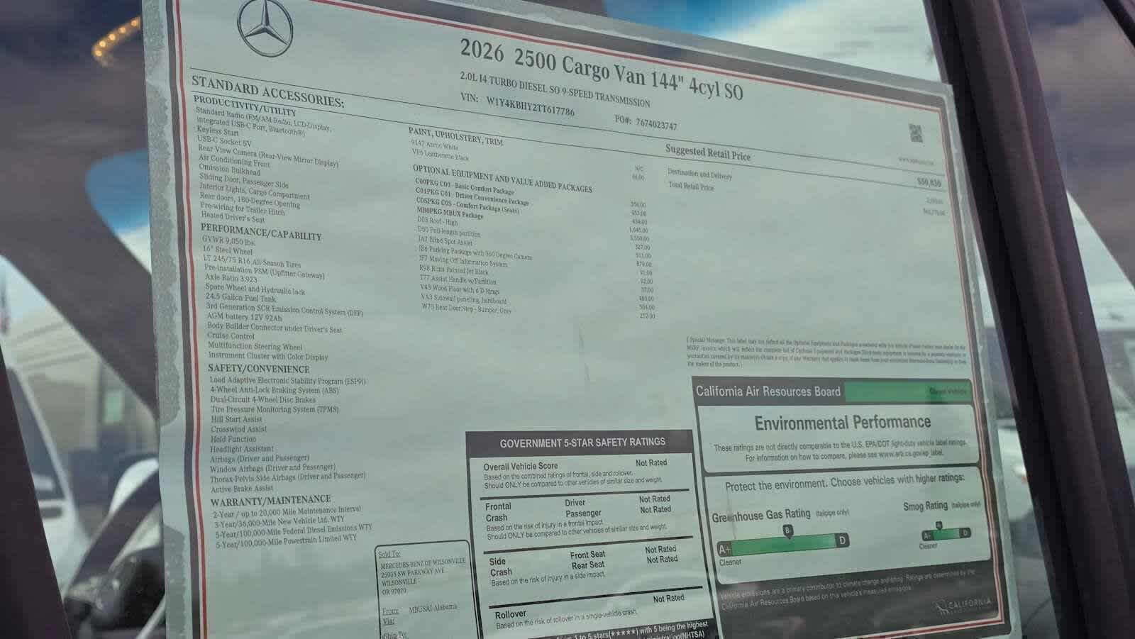 2026 Mercedes-Benz Sprinter 2500 Standard Roof I4 Diesel 144 RWD