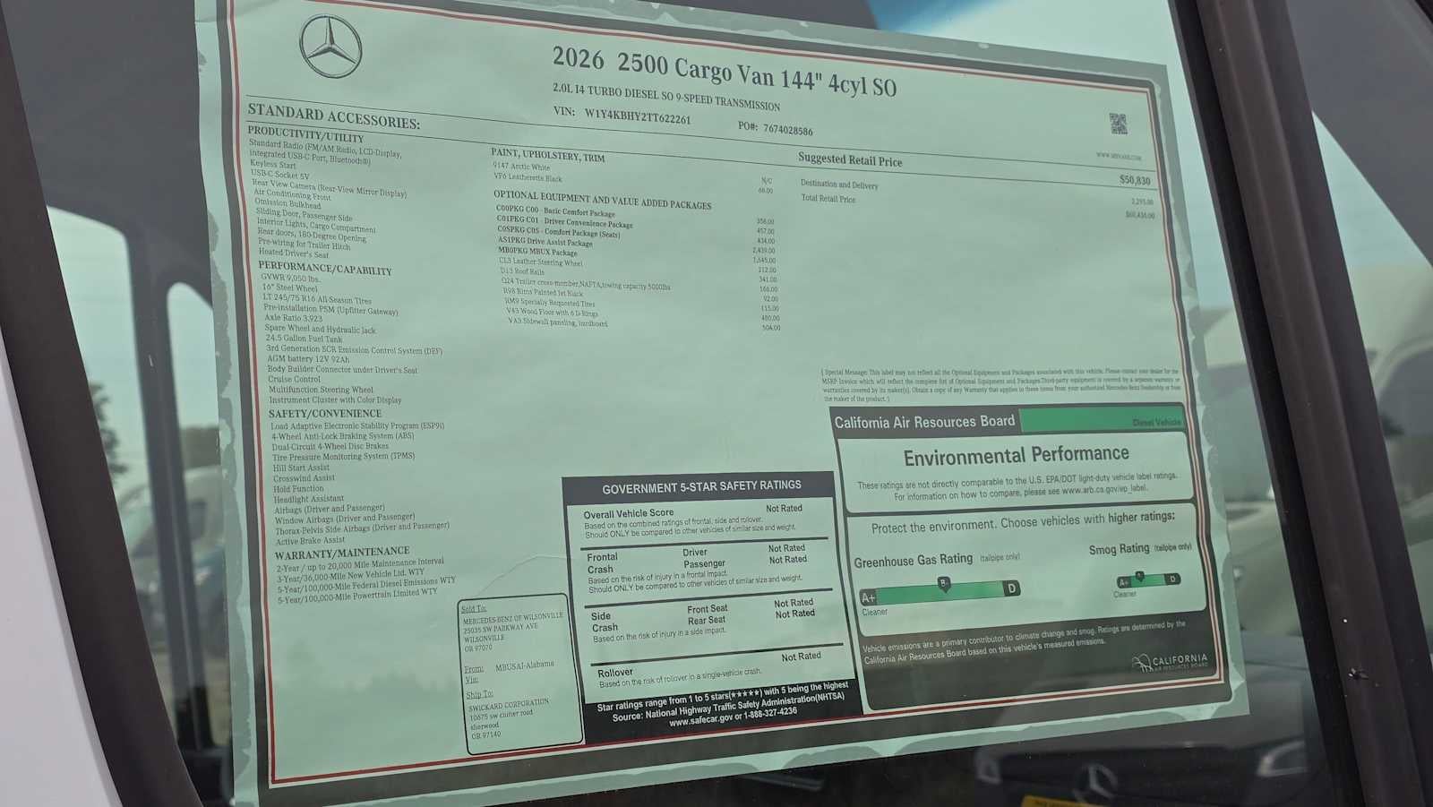 2026 Mercedes-Benz Sprinter 2500 Standard Roof I4 Diesel 144 RWD