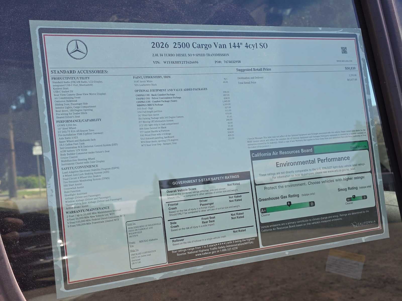 2026 Mercedes-Benz Sprinter 2500 Standard Roof I4 Diesel 144 RWD