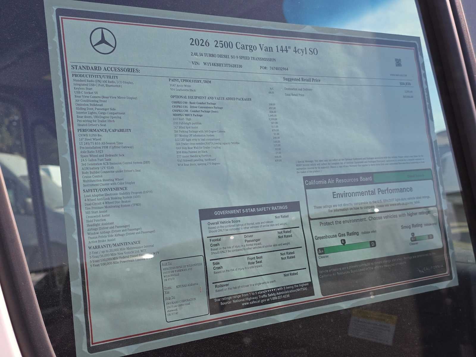 2026 Mercedes-Benz Sprinter 2500 Standard Roof I4 Diesel 144 RWD
