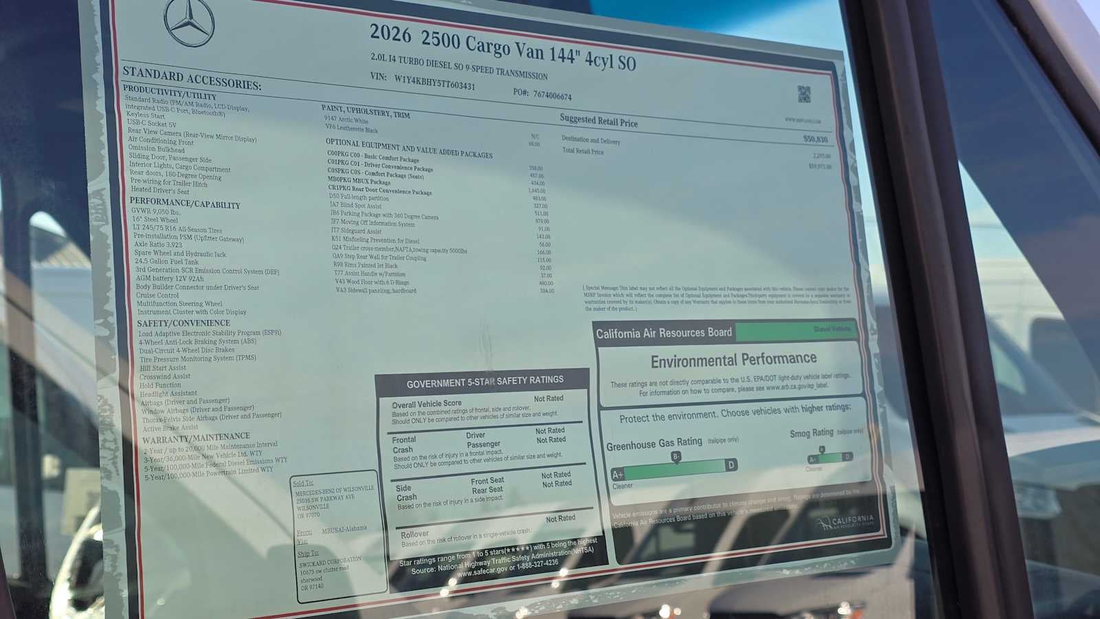 2026 Mercedes-Benz Sprinter 2500 Standard Roof I4 Diesel 144" RWD