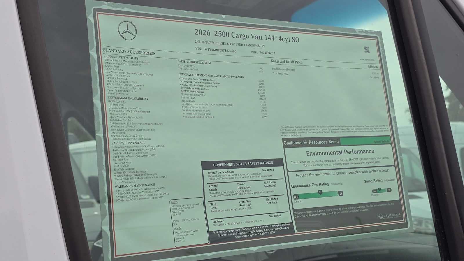2026 Mercedes-Benz Sprinter 2500 Standard Roof I4 Diesel 144 RWD