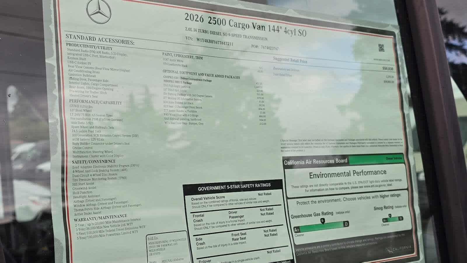 2026 Mercedes-Benz Sprinter 2500 Standard Roof I4 Diesel 144 RWD