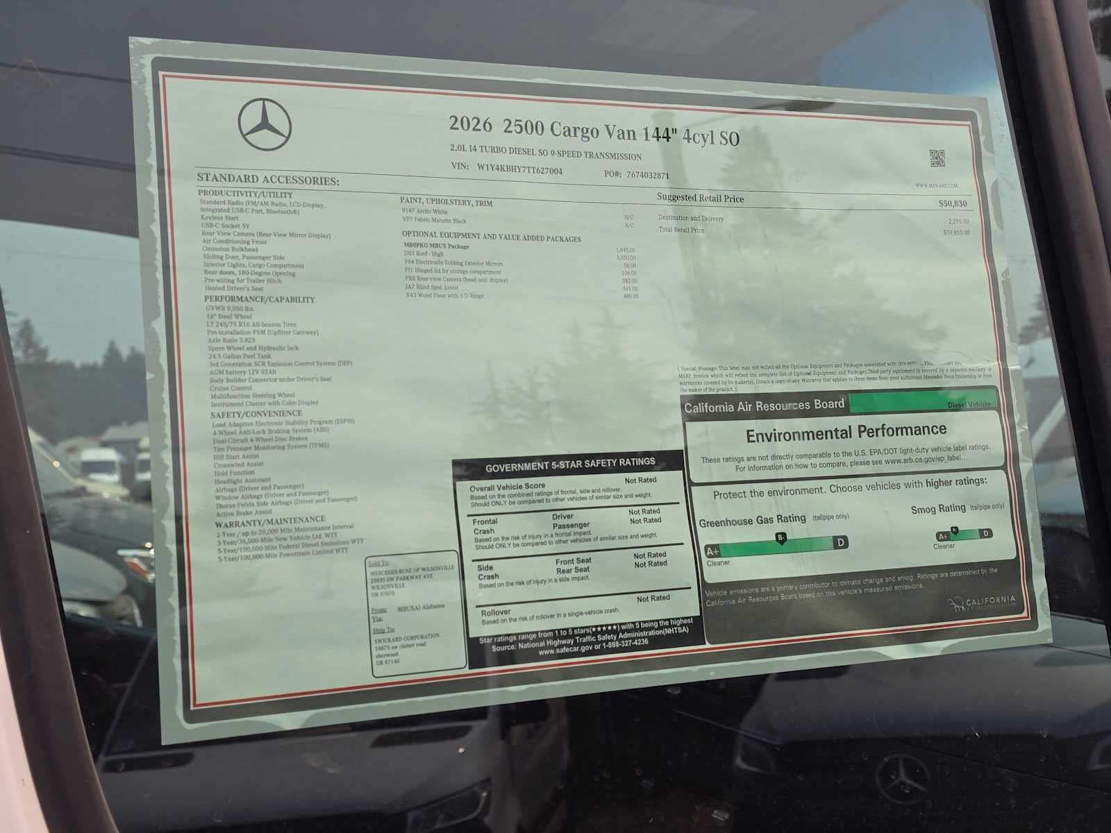 2026 Mercedes-Benz Sprinter 2500 Standard Roof I4 Diesel 144 RWD
