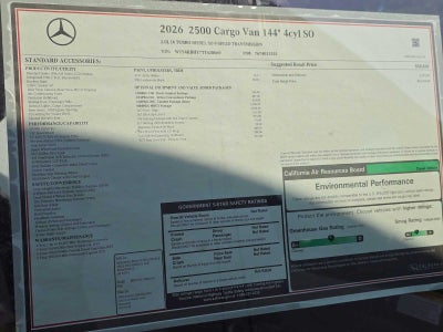 2026 Mercedes-Benz Sprinter Cargo 2500 Standard Roof I4 Diesel 144 RWD