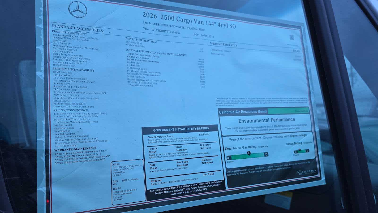 2026 Mercedes-Benz Sprinter 2500 Standard Roof I4 Diesel 144" RWD