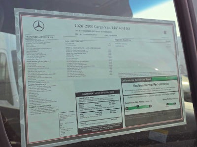 2026 Mercedes-Benz Sprinter Cargo 2500 Standard Roof I4 Diesel 144 RWD