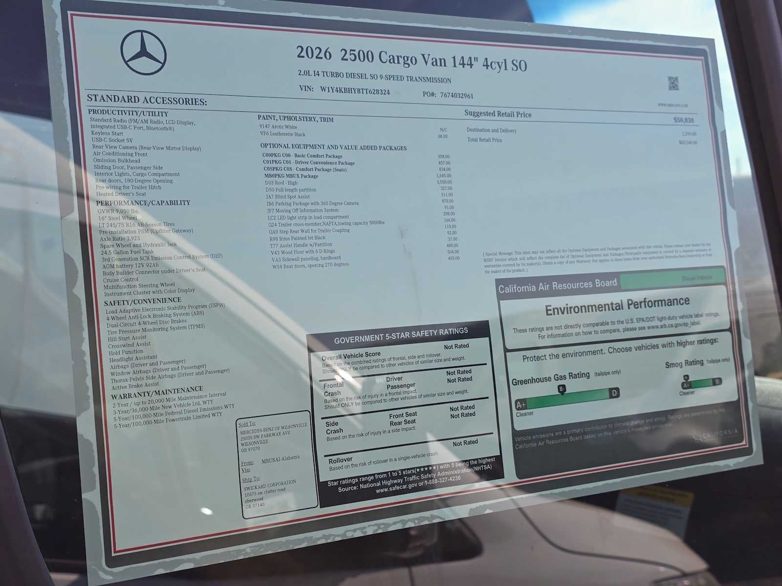 2026 Mercedes-Benz Sprinter 2500 Standard Roof I4 Diesel 144 RWD