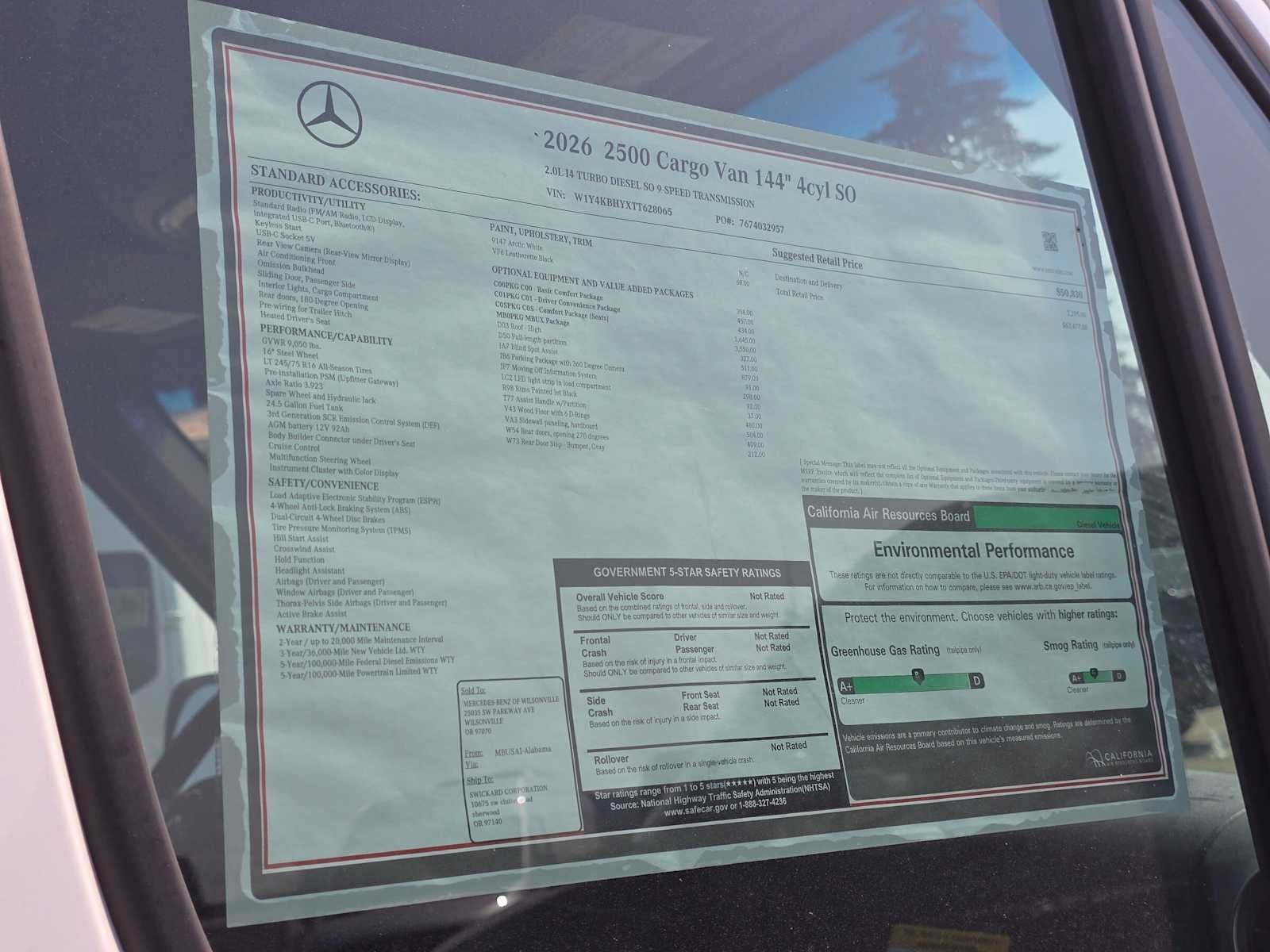 2026 Mercedes-Benz Sprinter Cargo 2500 Standard Roof I4 Diesel 144 RWD