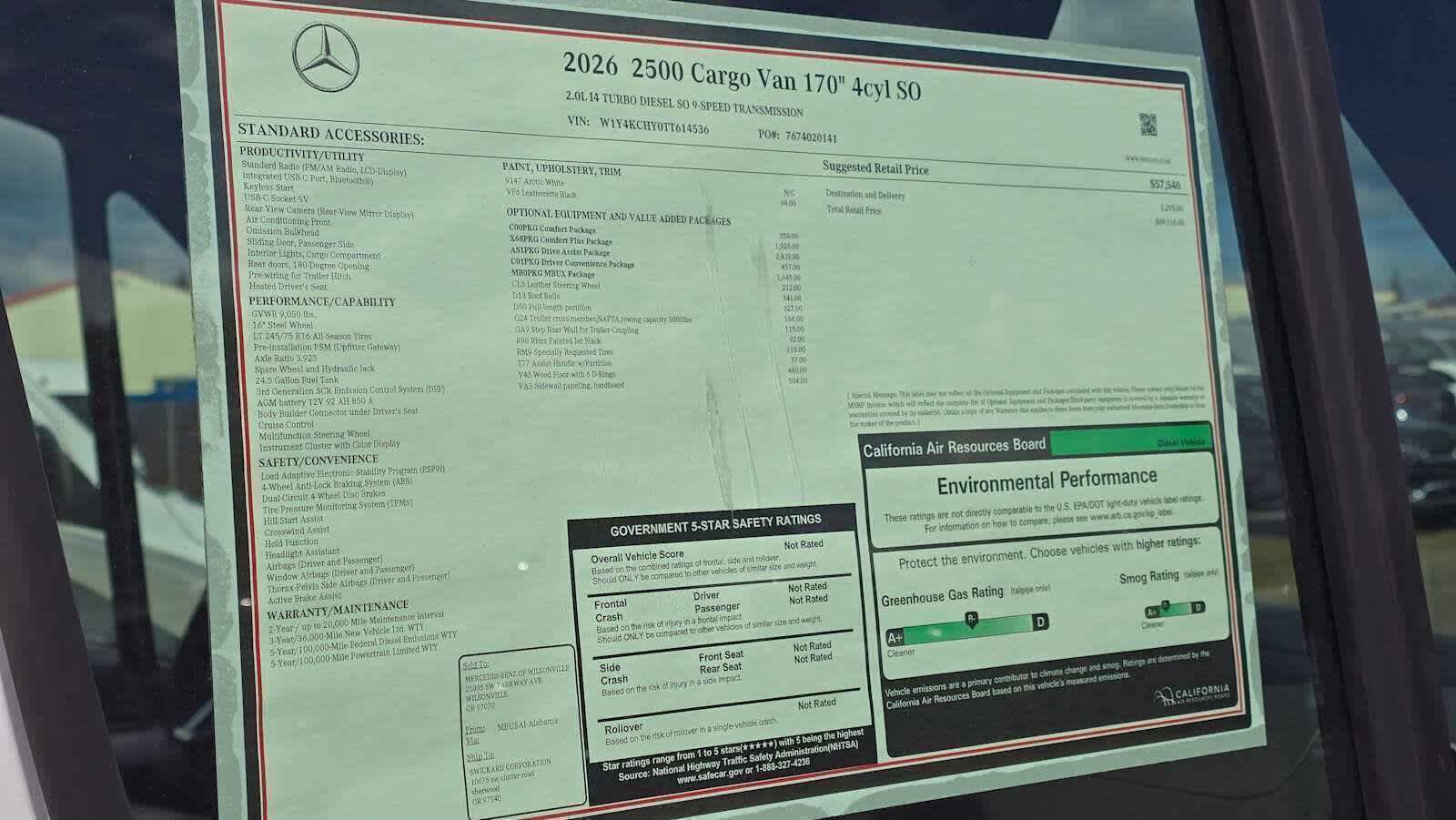 2026 Mercedes-Benz Sprinter 2500 High Roof I4 Diesel 170 RWD