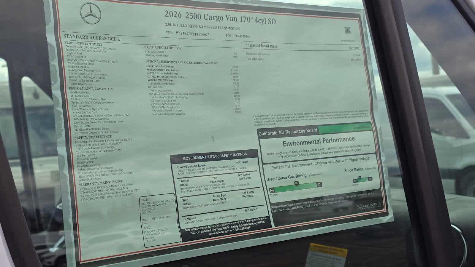 2026 Mercedes-Benz Sprinter 2500 High Roof I4 Diesel 170 RWD