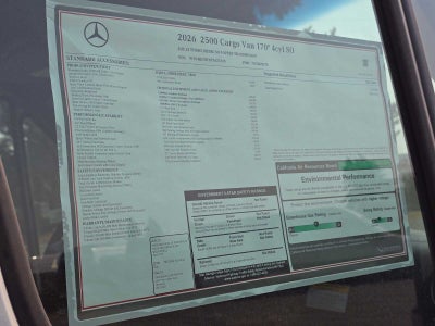 2026 Mercedes-Benz Sprinter Cargo 2500 High Roof I4 Diesel 170 RWD