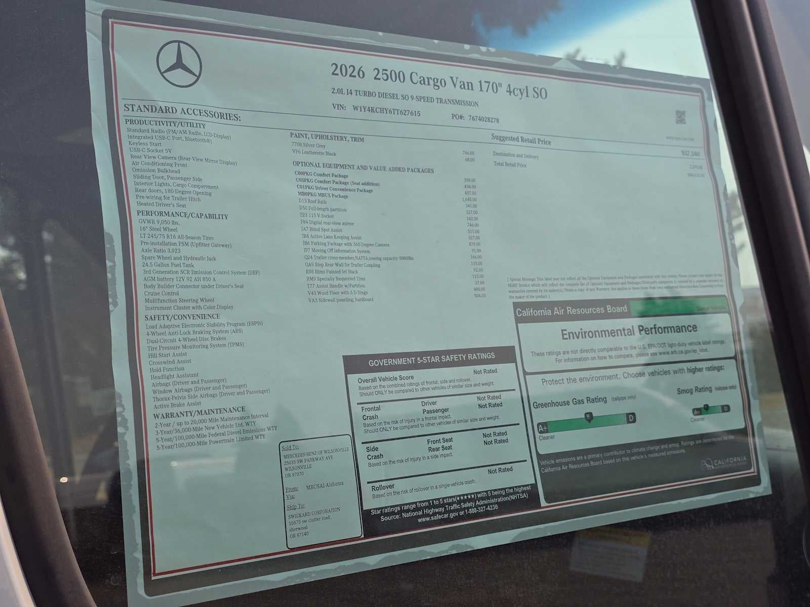 2026 Mercedes-Benz Sprinter Cargo 2500 High Roof I4 Diesel 170 RWD