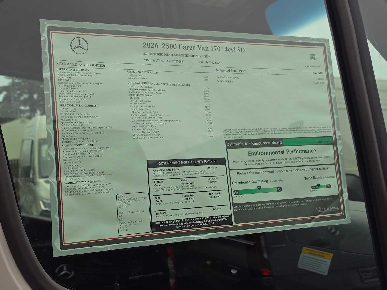 2026 Mercedes-Benz Sprinter 2500 High Roof I4 Diesel 170 RWD