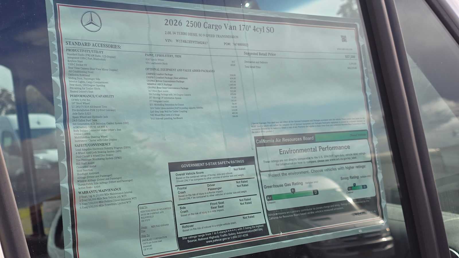 2026 Mercedes-Benz Sprinter 2500 High Roof I4 Diesel 170" RWD